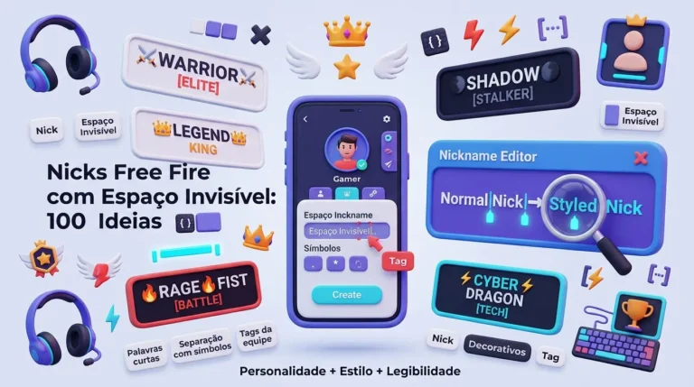 Nicks Free Fire com Espaço Invisível 100 Ideias