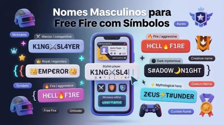 Nomes Masculinos para Free Fire com Símbolos