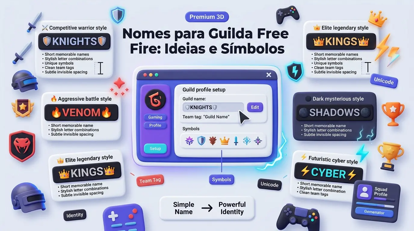 Nomes para Guilda Free Fire com Letras e Símbolos